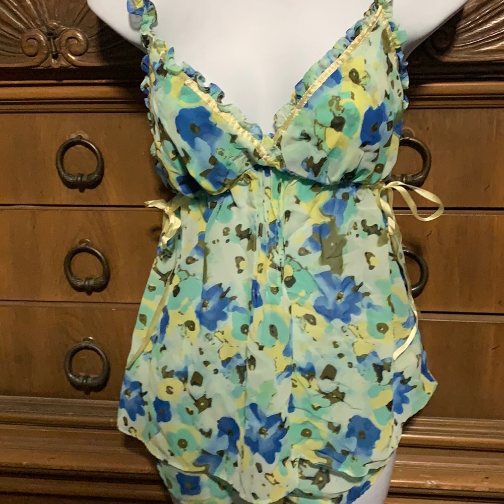 Ambrielle 2 pc Babydoll Set Floral M Preowned